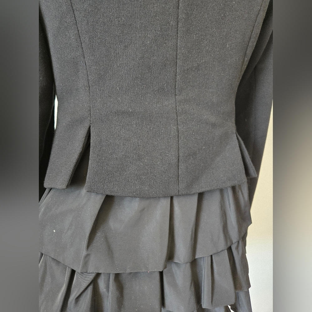 ECOLOR Black Double-Breasted Women's Jacket With Ruffle Bottom And Cuffs. Medium - Picture 7 of 14